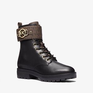 Michael Michael Kors Rory Lace Up Combat Boots in black leather